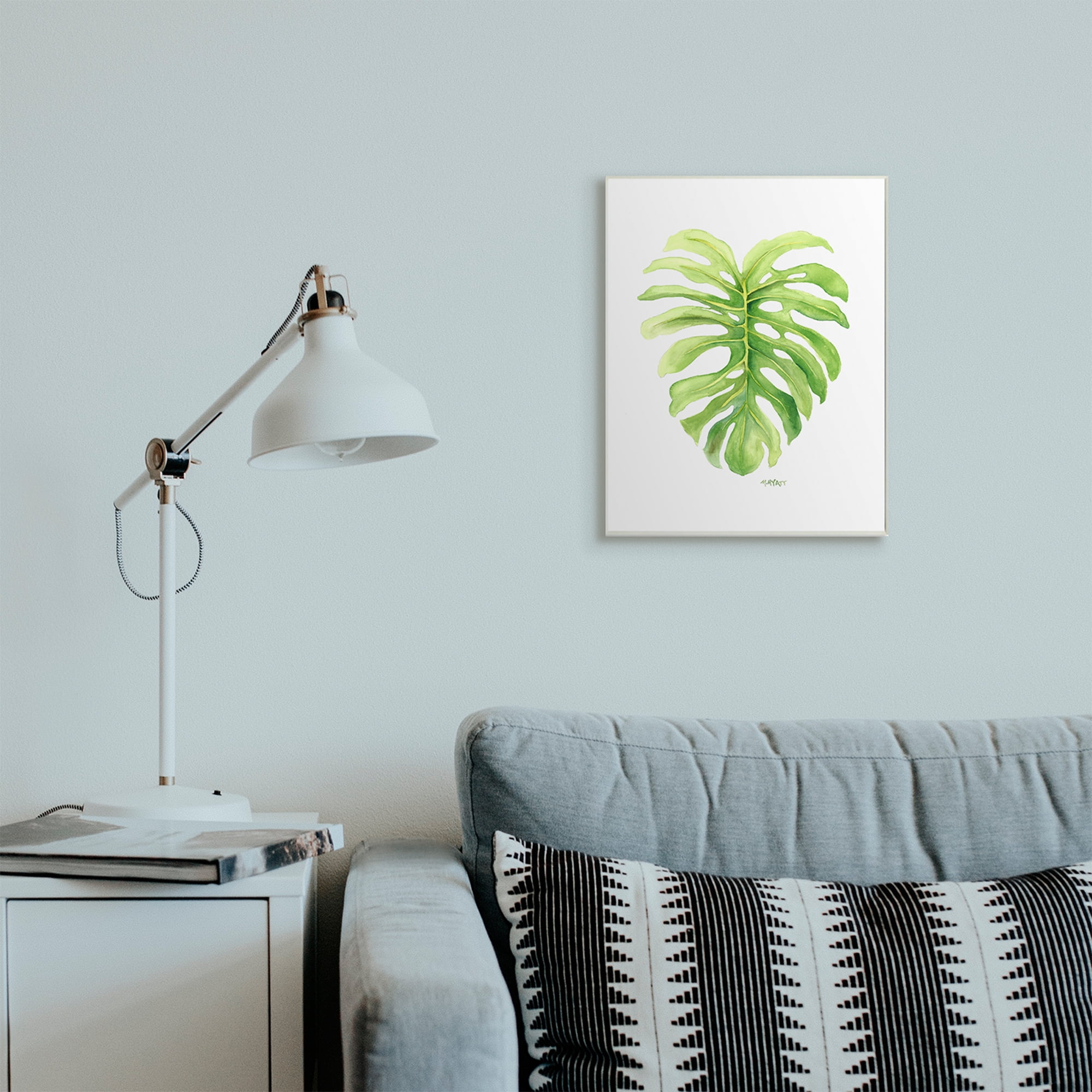 Stupell Industries Monstera Leaf Tropical Plant Over White Wall Plaque, 13 x 19, Design by Melissa Hyatt LLC