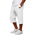 thumbnail image 4 of Dwellite Long Short for Men Below Knee Cargo Short Pants Casual Summer Lightweight 3/4 Sweat Shorts with Pockets SweatShorts White 3XL, 4 of 6