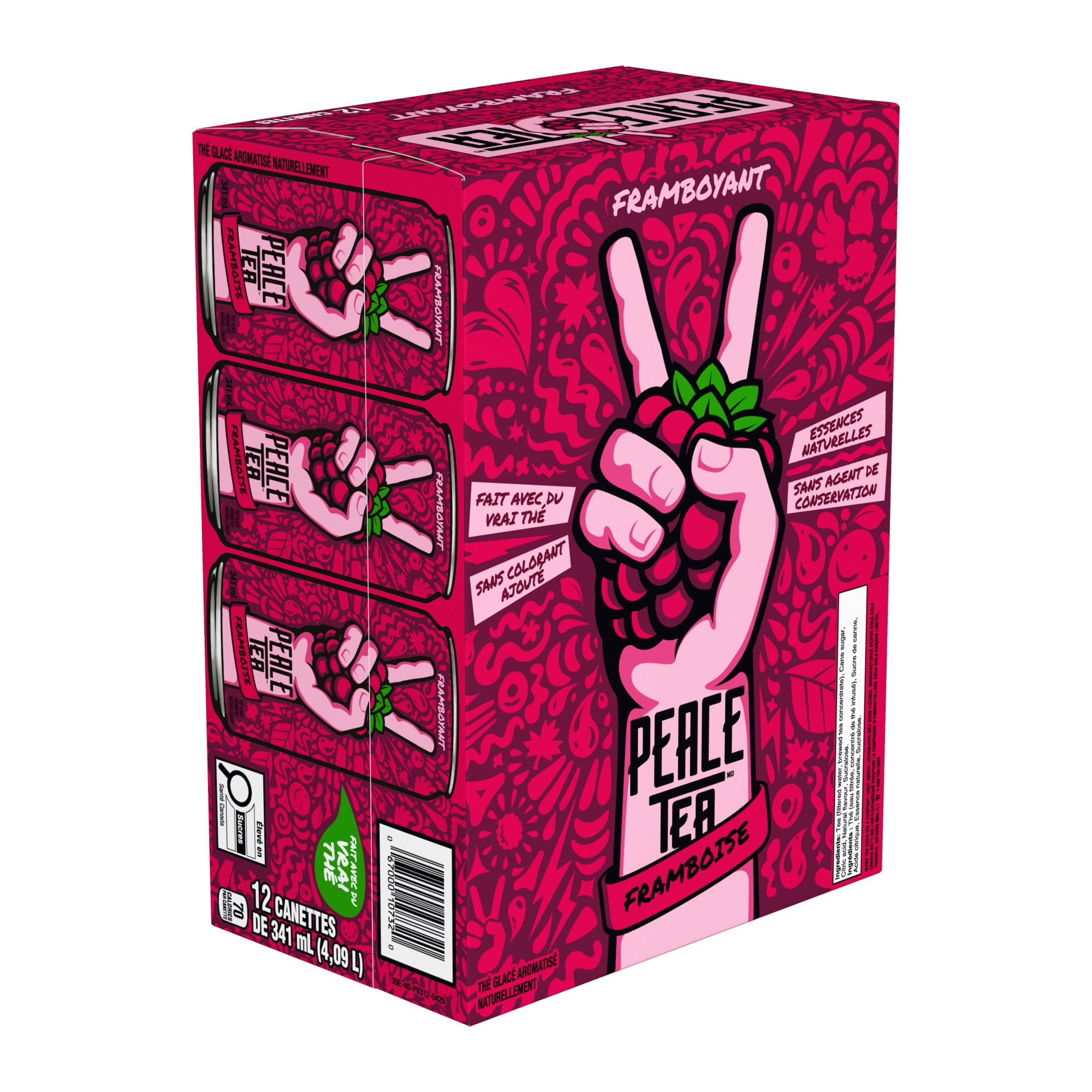 Peace Tea Razzleberry Cans, 341 mL, 12 Pack, 12 x 341 mL
