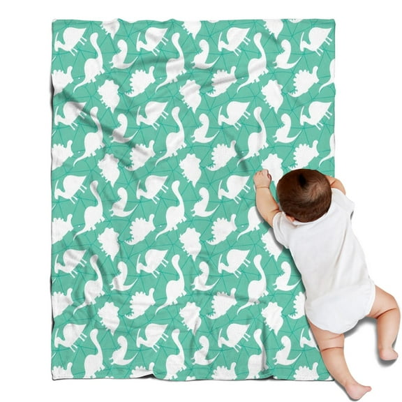 LightGreen Cartoon Dinosaurs Silhouettes Pattern Blanket,Comfortable Soft Lamb Wool Throw Blanket,All Season,Warm Lightweight Blankets for Sofa Bed Couch Living Room Chair,30"x40"