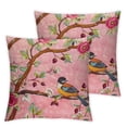 thumbnail image 2 of Nawypu Encasa Botanical Spring Throw Pillow Covers | Floral Print Dusty Pink Birds  | No Insert | Double Sided Pattern Vintage Look | Spring Outdoor Digital Print Pillowcases White, 2 of 6