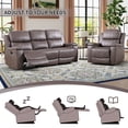 thumbnail image 2 of Bonzy Home Reclining Furniture Set, Manual 3-Seat Sofa and Single Recliner Chair for Living Room，Saddle, 2 of 7