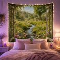 thumbnail image 2 of Floral Garden Viewed with Through Open Wooden Window, Mystical Fantasy for Space Lovers, Galaxy Room Decor, Valentine'S Day Gift, Tapestry Wall Hanging for Bedroom and Dorm, 2 of 7