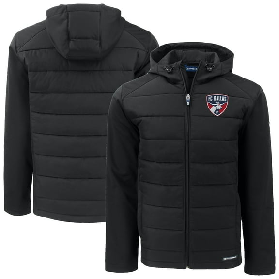 Men's Cutter & Buck Black FC Dallas Big & Tall Evoke Hybrid Eco Softshell Recycled Full-Zip Hoodie Jacket