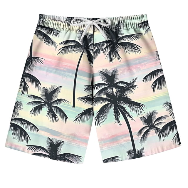 Odeerbi 7-14 Años Niños Pantalones Cortos de Hawaiano Pantalones de Baño En Seco Rápido Pantalones Cortos de Tabla de Playa Pantalones Cortos de Natación Deportivos de Cintura Ajustable