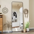 thumbnail image 3 of Mistory 64"x21" Full Length Mirror Rounded Corner Floor Mirror with Metal Frame, Black, 3 of 6