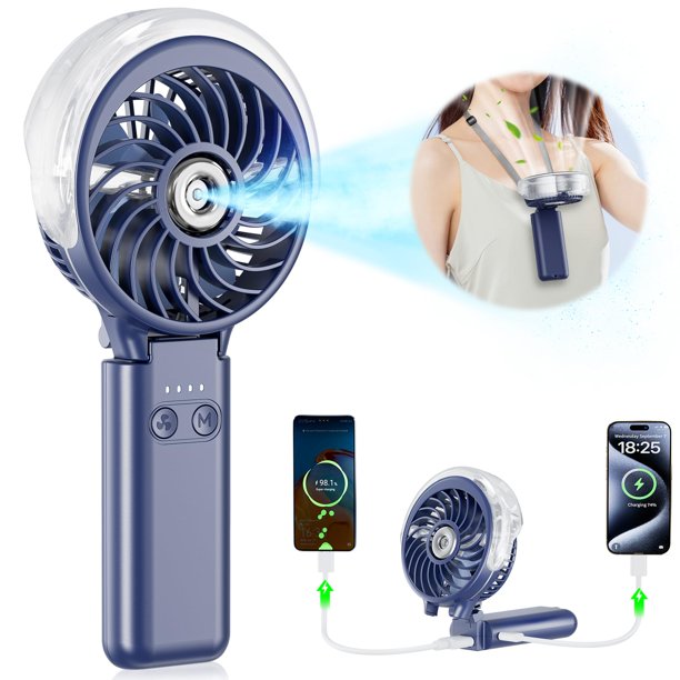 Ventilador nebulizador HandFan 5200 mAh con cargador recargable azul