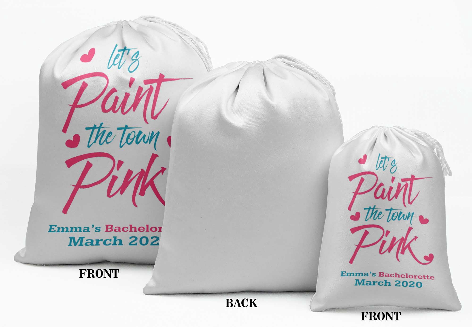 Darling Souvenir White Let'S Paint The Town Pink Bachelorette Custom Party Supplies Favor Bags&nbsp;Jewelry&nbsp;Pouches 15 Pieces