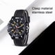 thumbnail image 5 of Hombre de plástico espejo superficie reloj de cuarzo negocio deportes aleación carcasa reloj de pulsera acero inoxidable accesorios de muñeca regalo amarillo seitruly AP004695-02, 5 of 7