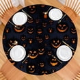 thumbnail image 2 of Dark Blue Halloween Pumpkin Faces Round Fitted Tablecloth with Elastic Edge,Dining Table Cover Waterproof,Outdoor Round Tablecloth for Camping,Dining,Indoor and Outdoor, 2 of 7