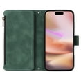 thumbnail image 6 of for iPhone 16 Plus Multifunctional Case Wallet with Card Slots, Premium Soft PU Leather Zipper Folio Flip with Crossbody Strap Kickstand Zipper Phone Cover for iPhone 16 Plus, Green, 6 of 9