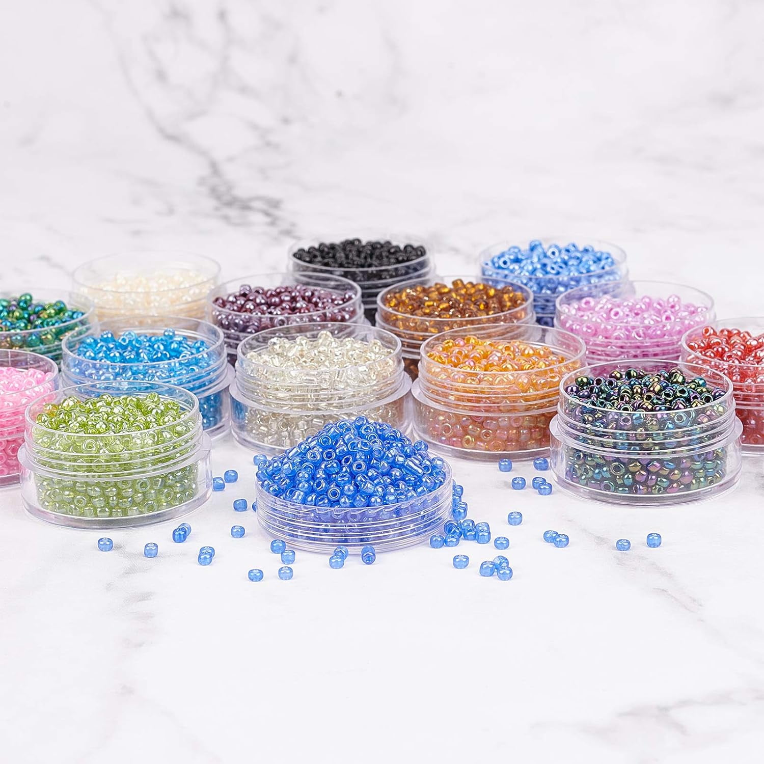 9000pcs Glass Seed Beads for Jewelry Making 15 Colors 8/0 Seed Beads Craft Glass Beads Craft Pony Waist Beads for Friendship Bracelets Earrings Necklaces Jewelry Making Supplies Glass
