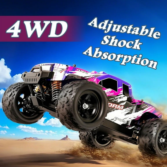 4WD 1:18 Electric All Terrain Off Road RC Car With Additional Purple Car Shell, RC Car, Full Scale Synchronous Control System, Proportional Throttle/Steering, Large Capacity Battery, 2 Batteries