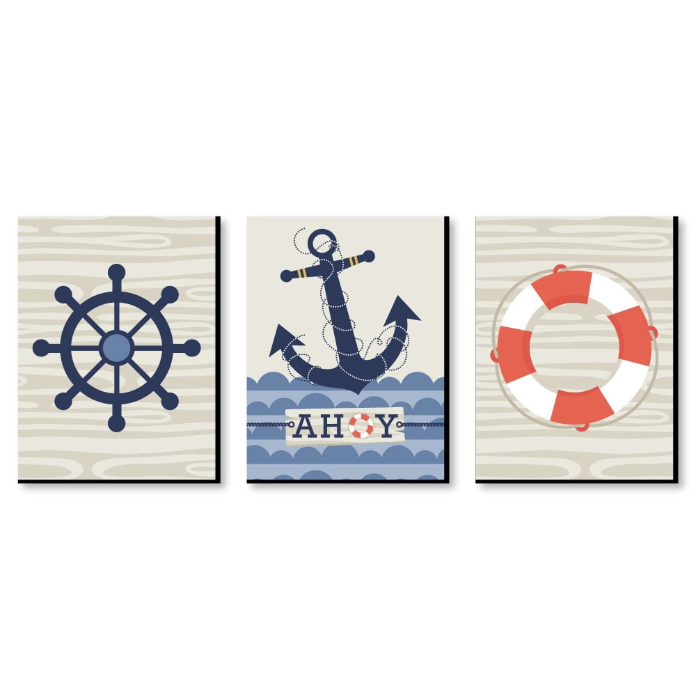 PIRATES Ahoy Nautical KIDS RULES Canvas Wall Art Picture Home Decor Boys Bedroom