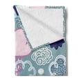 thumbnail image 2 of Funny Soft Flannel Fleece Blanket, Clouds with Smiling Faces and Ornate Motifs Happiness Fun Rainy Season Graphic Image, Cozy Plush for Indoor and Outdoor Use, 60" x 80", Pink Blue, by Ambesonne, 2 of 5