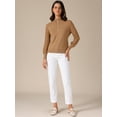 thumbnail image 3 of DARING DIVA Women's Casual Mock Neck Long Sleeve Button Knit Top XS Brown, 3 of 6