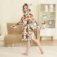 thumbnail image 2 of FORMRS Niños Bathrobe Unisex Hooded Robe Soft Plush Pajamas Sleepwear, Size 2-3T, Beige Halloween Cat Pattern, 2 of 7