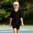 thumbnail image 5 of Iyufng Old Girls 2 Piece Outfits Summer Casual Sets Solid Color V-Neck Short Sleeve Top and Shorts 4-15 Years, 5 of 7