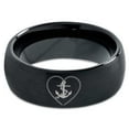 thumbnail image 2 of Tungsten Anchor Sailor Heart Love Band Ring 8mm Men Women Comfort Fit Black Dome Brushed Polished, 2 of 4