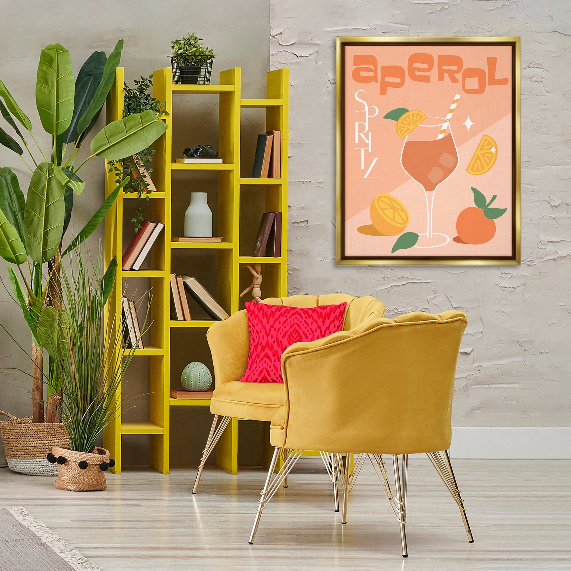 Stupell Industries Aperol Spritz Typography Food & Beverage Painting Gold Floater Framed Canvas Art Print Wall Art, 25 x 31