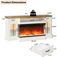 thumbnail image 7 of DreamCurship Fireplace TV Stand for TVs up to 80", Farmhouse TV Stand with Electric Fireplace, Glass Door Entertainment Center with Led Light, Media Console Table for Living Room, White, 7 of 7