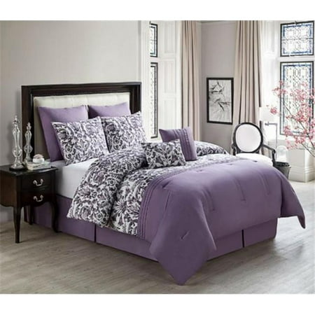 Luxury Home Zamora Plum Comforter Set Queen 8 Piece Set