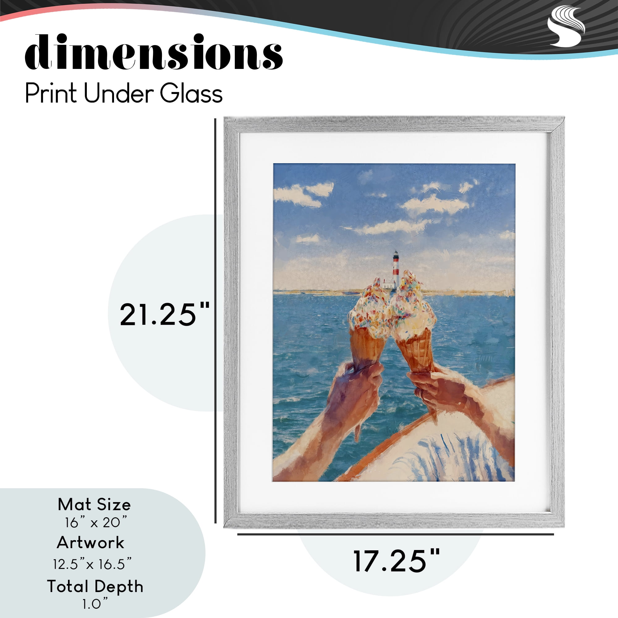 Ice Cream Cheers on Boat Gray Framed Print Under Glass, design by Ziwei Li