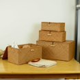 thumbnail image 4 of Storage Basket With Lid Woven Rattan Sundries Bins Laundry Storage Box Wicker Basket S, 4 of 9