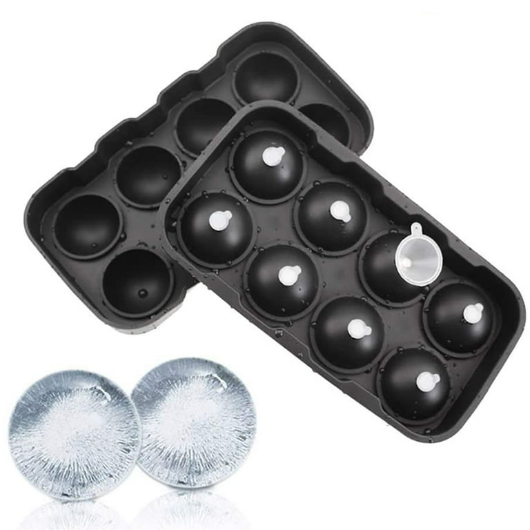 Black Round Silicon Ice Cube Ball Maker Tray 8 Large Sphere Molds Bar w/  Funnel for sale online