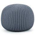 thumbnail image 3 of Gymax Pure Cotton Pouf Floor Ottoman Hand Knitted Footrest Cable Style Home Grey, 3 of 6