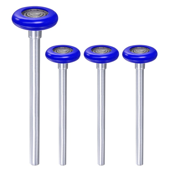 4 Pack 1.8" Blue Nylon Garage Door Rollers, 7" Long Stem, Blue