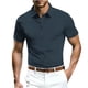 thumbnail image 1 of Camisas de Manga Corta de los Hombres Casual Malla de Hielo Seda de Manga Corta Cuello Color Sólido Camisa Poliéster, Verano Transpirable Moda Superior para Hombres, 1 of 3