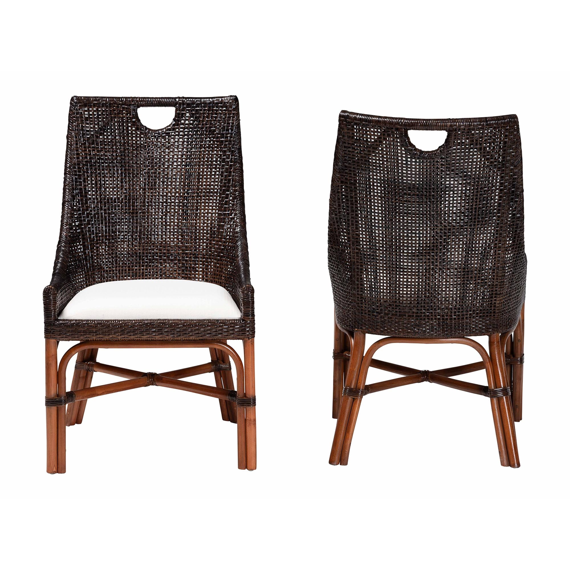 bali & pari Petra Boho Dining Chair, 2-Piece, Espresso