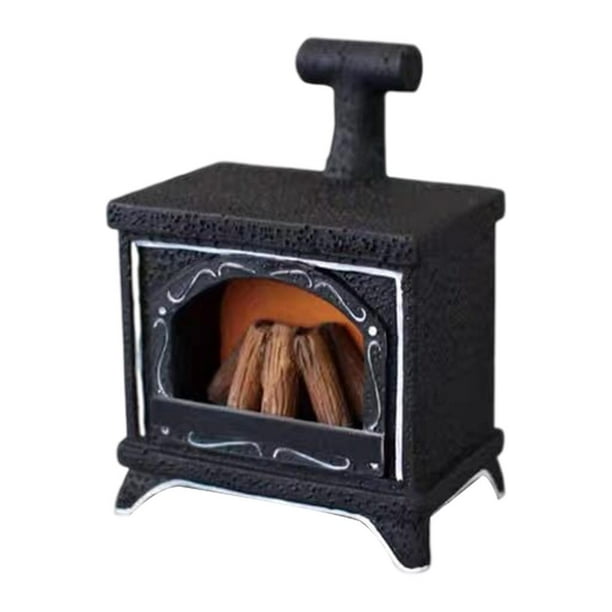 con , chimenea 1:12, en miniatura, decoración navideña, adornos Vintage, Mini resina, muebles negros, modelo
