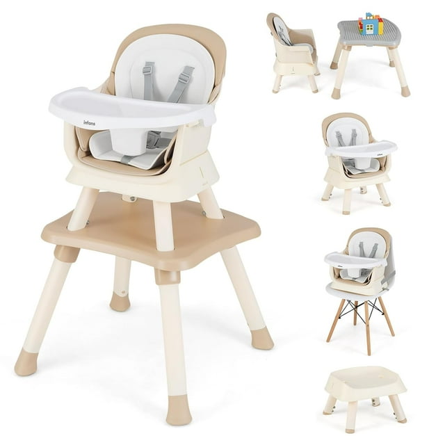 OLAKIDS Chaise Haute pour Bébé 8 en 1, Chaise Haute Convertible pour Bébés et Tout-Petits, Siège Rehausseur de Repas pour Nourrisson, Table de Blocs de Construction, Ensemble Table et Chaise Tabouret pour Enfants avec Plateau Amovible