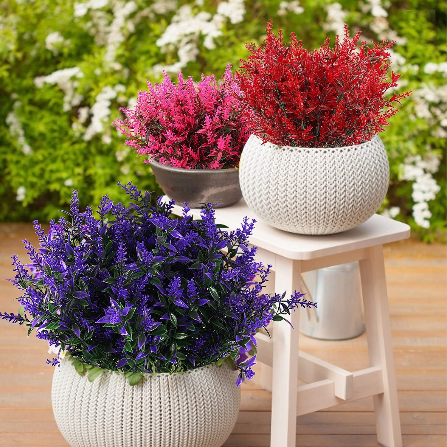Negj 8 Bundles Colorful Decor Artificial Lavender Flower Outdoor Flowers for Decoration Fall Arrangements Artificial Flower Pot Filler for Artificial