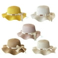 thumbnail image 4 of WUXIAN Baby Sun Hats Straw Hat Sun Bucket Hat Summer Girls Beach Hats Adjustable Wide Brim Bow Safari Hat,Khaki,52, 4 of 4