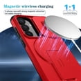 thumbnail image 2 of Case for Samsung Galaxy S24 5G / S25 5G 6.2" with Invisible Fold Holder Stand, Magnetic Wireless Charging,Sliding camera casing,Shockproof Dropproof Tough Rugged Protective Case Cover,Red, 2 of 10
