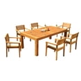 thumbnail image 6 of 7-Piece Teak Dining Set: 86" Rectangle Table + 6 Montana Stacking Arm Chairs, 6 of 10