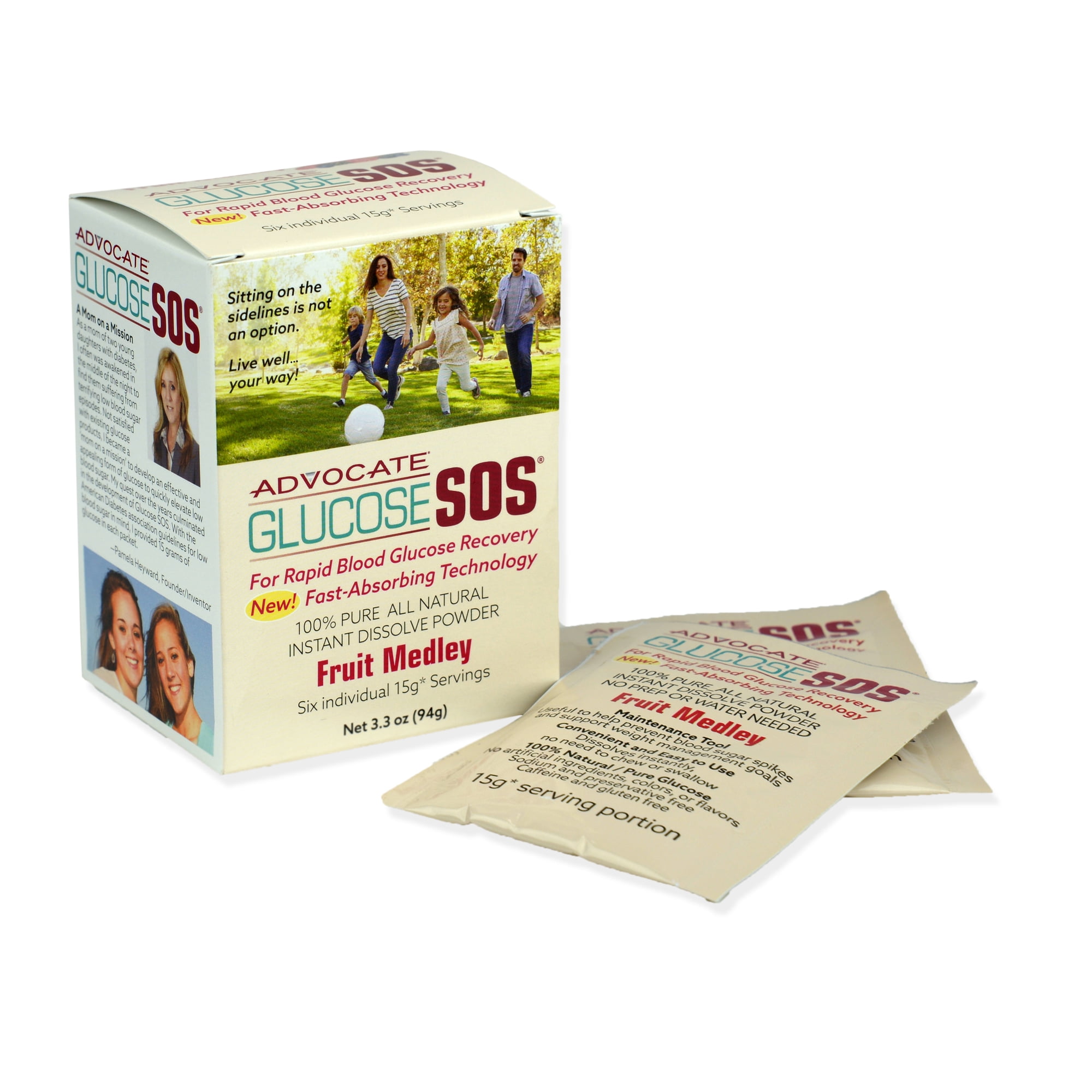 Glucose SOS, Instant Dissolve Glucose Tablet Alternative for Blood Sugar Recovery, Fruit Medley 6 Count