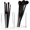 thumbnail image 1 of Transparent Makeup Brush Holders - 2 Pack, Acrylic Cosmetic Brush Eyeliner Storage for Dresser and Countertop, Desk Pen Pencil Cup Pot, 1 of 5
