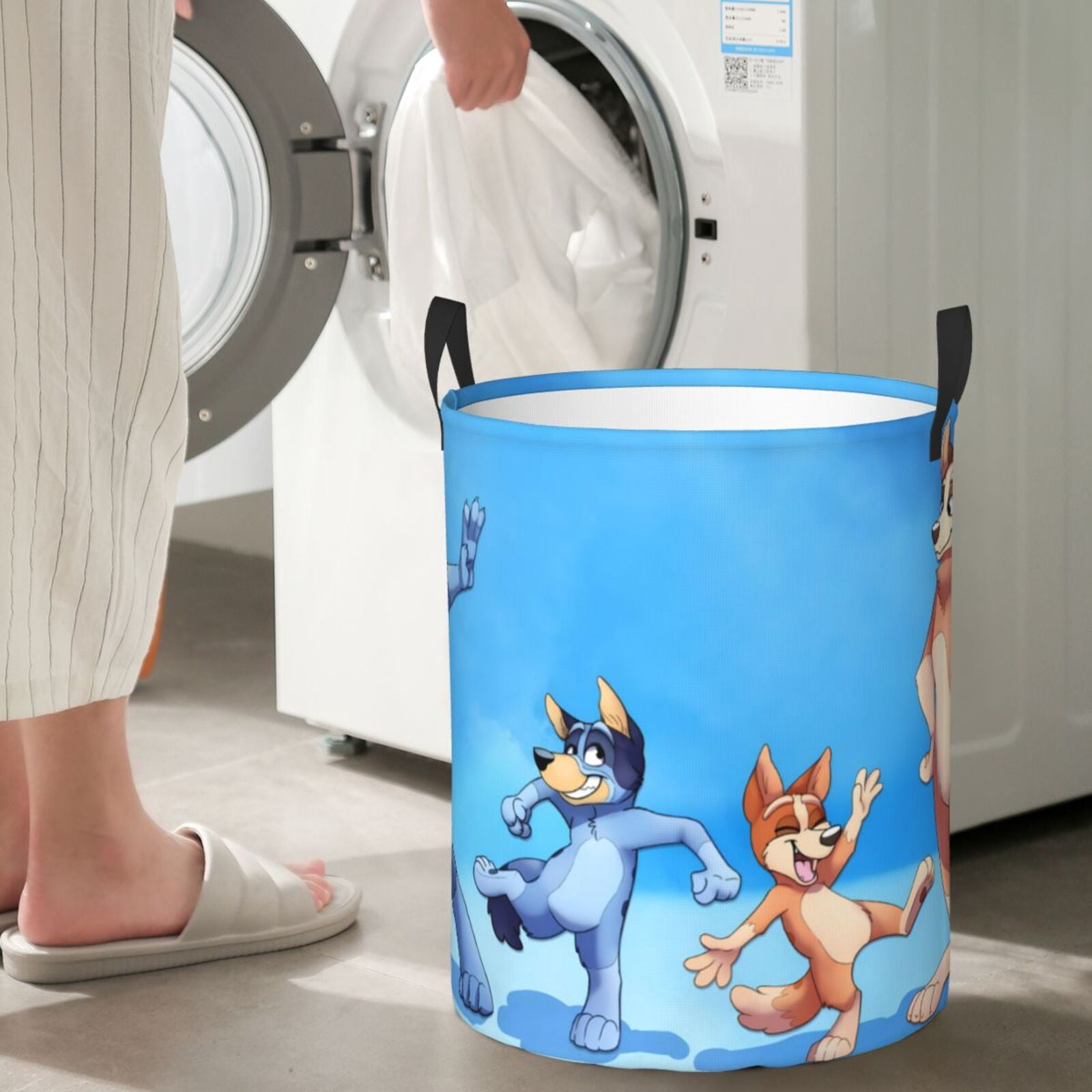 Johaoi Bluey Pattern Round Large Laundry Basket -Storage Basket - Toy Storage Basket, Perfect as Hamper, Kids Room Storage, and Toy Containment-