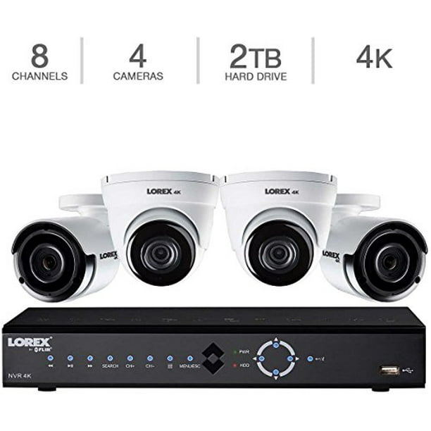 Lorex Lnk782c2d2kb 4k Ultra Hd 8 Channel Poe Ip Nvr Security Camera System With Four 4k Ip Cameras Walmart Com Walmart Com