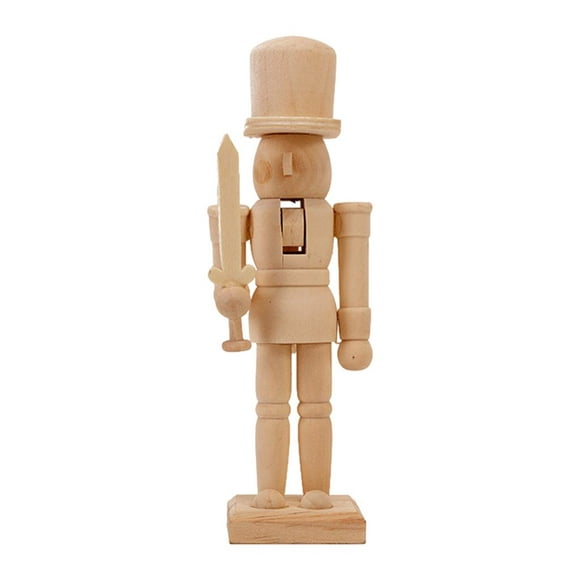 Wood Nutcracker Figurines Decor DIY Puppets for Kids