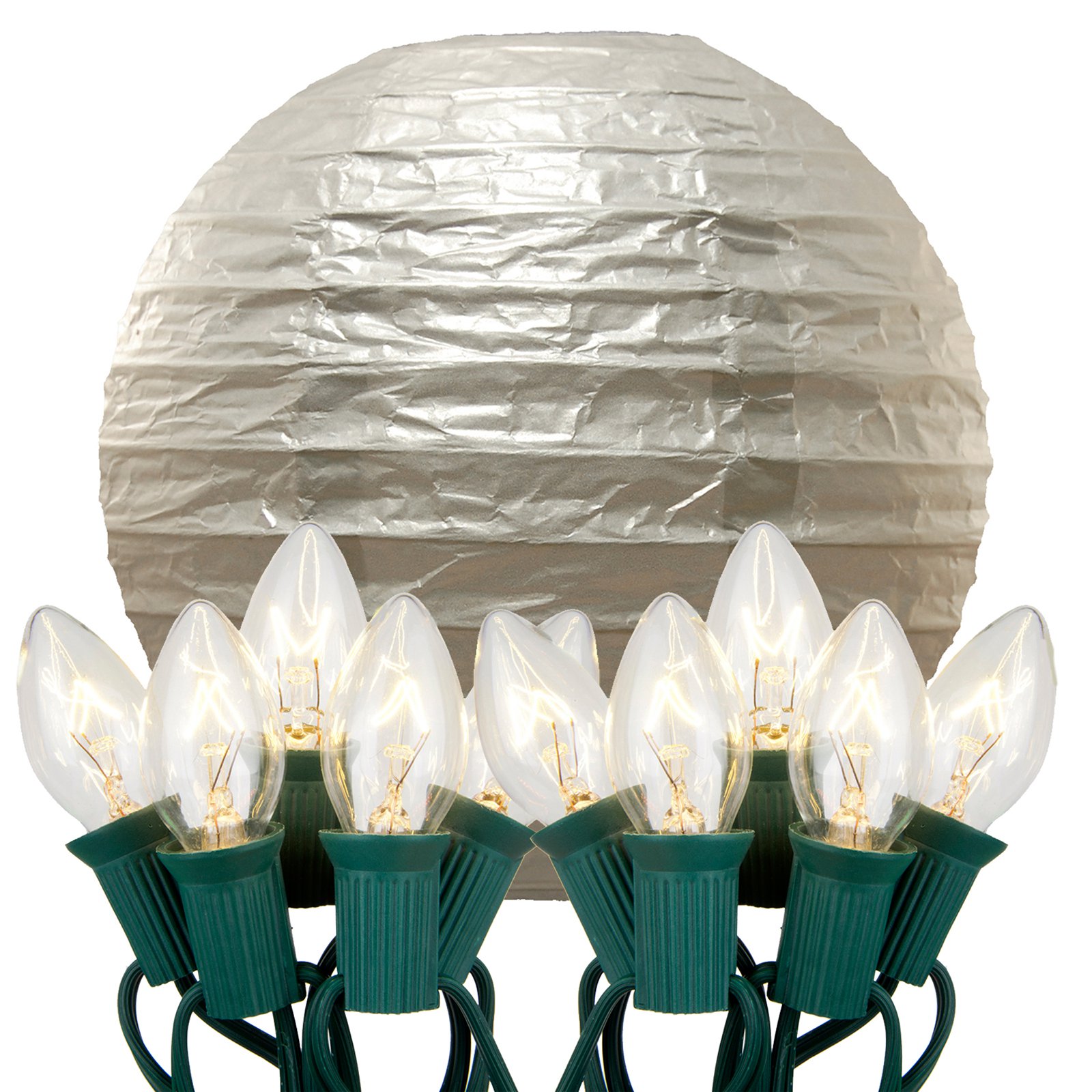 Electric String Lights with Paper Lanterns, 10", 10Count