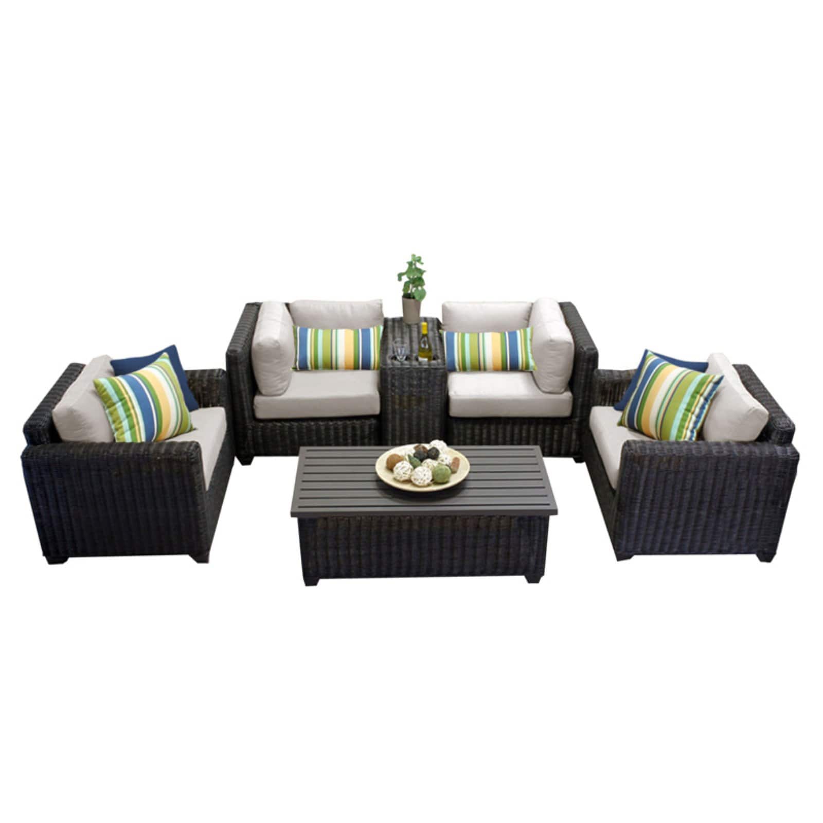 TK Classics Venice Wicker 6 Piece Patio Conversation Set with Coffee Table and 2 Sets of Cushion Covers - image 3 of 3