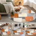 thumbnail image 6 of Burnt Orange Grey Round Rugs 4ft, Oil Painting Modern Abstract Art Non Slip Washable Rug Runner, Low Pile Indoor Floor Carpet Mat Bathroom Rugs for Living Room, Bedroom, Kids Room, 6 of 9