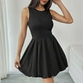 thumbnail image 4 of JGGSPWM Summer Dresses for Women Casual Sleeveless Tank Mini Short Dress Crew Neck Bubble Sundress with Pockets Black S, 4 of 5