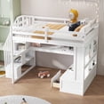 thumbnail image 3 of Harper & Bright Designs Full Size Loft Bed with Stairs and Desk, Wood Loft Beds Frame with Storage Drawers and Bookcase Shelves for Adults, White, 3 of 13