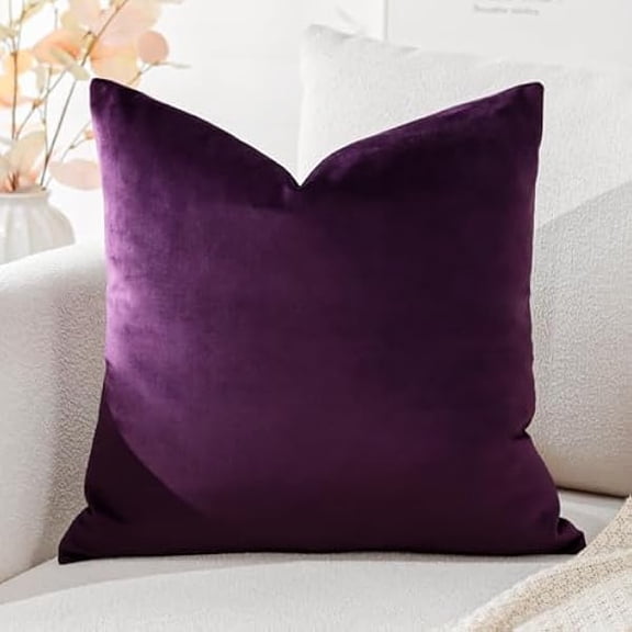 Eryueer Luxury Velvet Cushion Covers Super Soft Decorative Square Throw Pillow Covers Case Cushion Covers for Sofa Couch Bedroom Car Decor 40x40cm Eggplant Purple